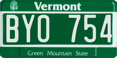 VT license plate BYO754