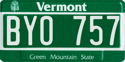 VT license plate BYO757