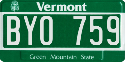 VT license plate BYO759