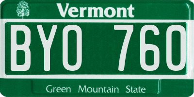 VT license plate BYO760
