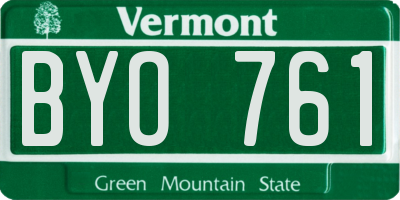 VT license plate BYO761