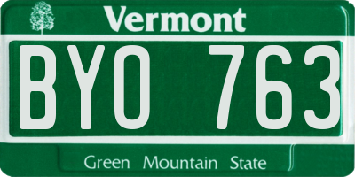 VT license plate BYO763