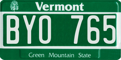 VT license plate BYO765