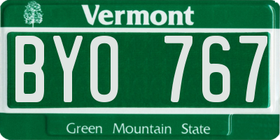 VT license plate BYO767