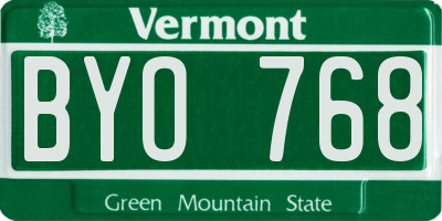 VT license plate BYO768