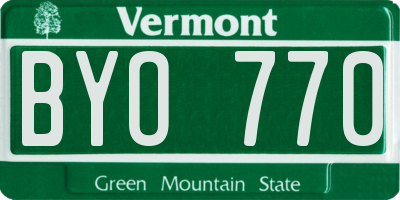 VT license plate BYO770