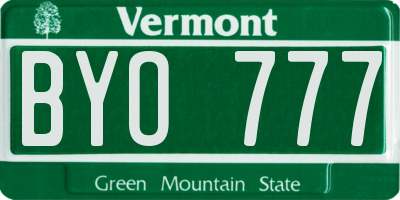 VT license plate BYO777