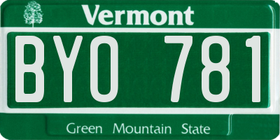 VT license plate BYO781
