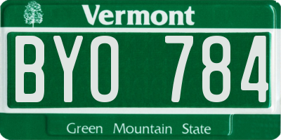VT license plate BYO784