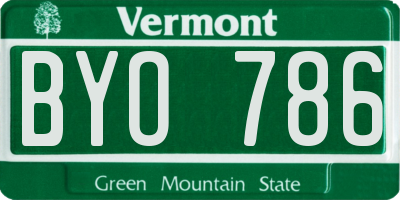 VT license plate BYO786
