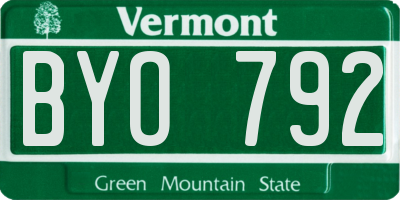 VT license plate BYO792