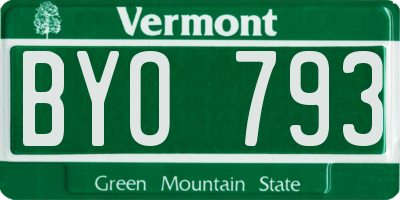 VT license plate BYO793