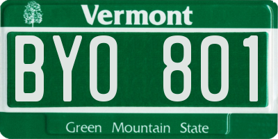 VT license plate BYO801