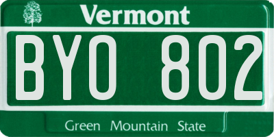 VT license plate BYO802