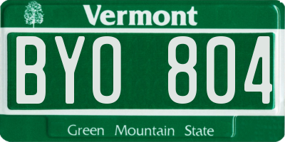 VT license plate BYO804