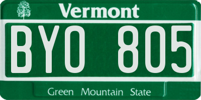 VT license plate BYO805