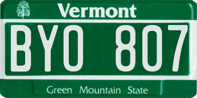 VT license plate BYO807