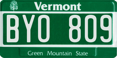 VT license plate BYO809
