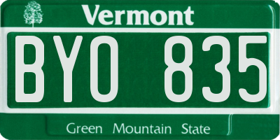 VT license plate BYO835