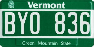 VT license plate BYO836