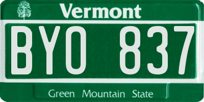 VT license plate BYO837
