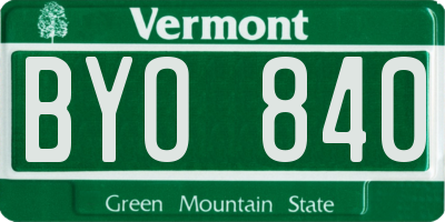VT license plate BYO840