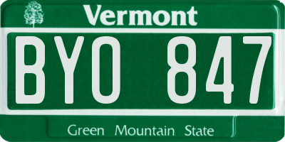VT license plate BYO847