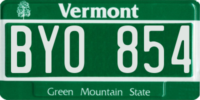 VT license plate BYO854