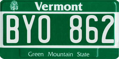 VT license plate BYO862