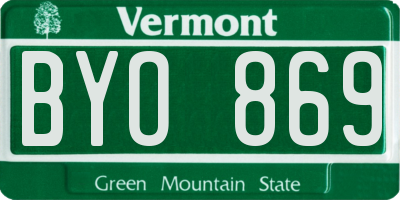 VT license plate BYO869