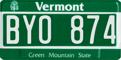 VT license plate BYO874