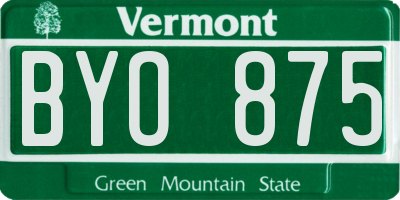 VT license plate BYO875