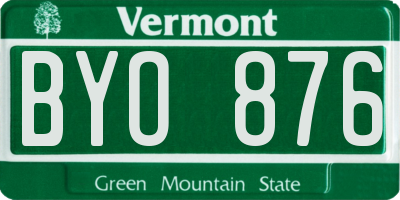VT license plate BYO876