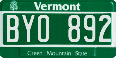 VT license plate BYO892