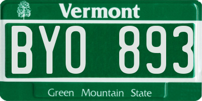 VT license plate BYO893