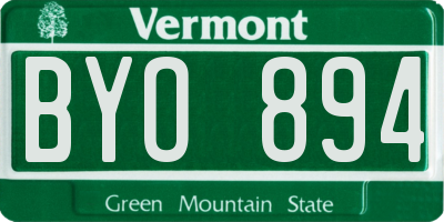 VT license plate BYO894