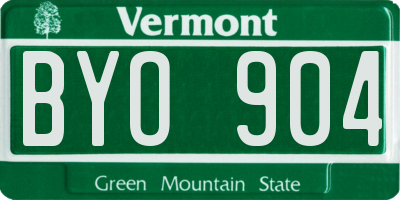 VT license plate BYO904