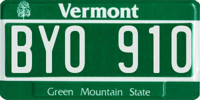 VT license plate BYO910