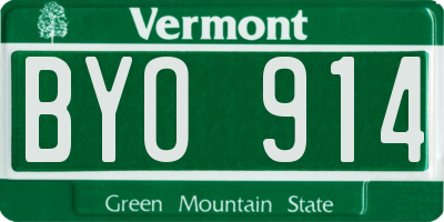 VT license plate BYO914