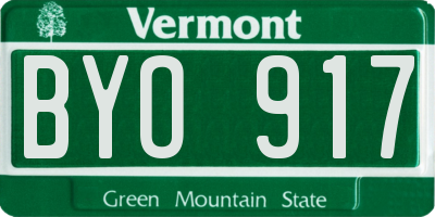 VT license plate BYO917