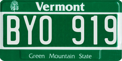 VT license plate BYO919