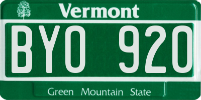 VT license plate BYO920