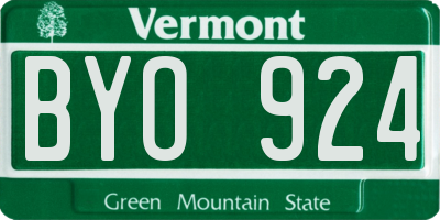 VT license plate BYO924