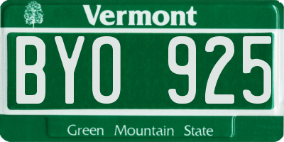 VT license plate BYO925