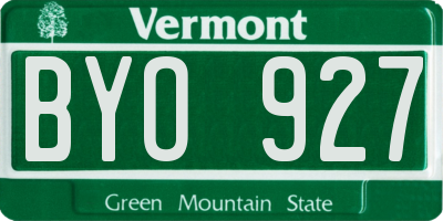VT license plate BYO927