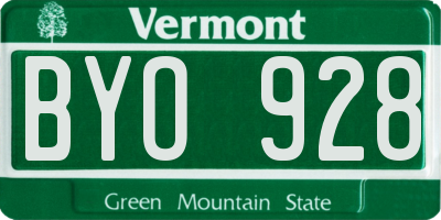 VT license plate BYO928