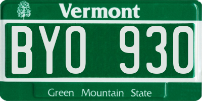 VT license plate BYO930