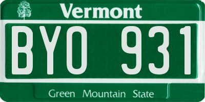 VT license plate BYO931