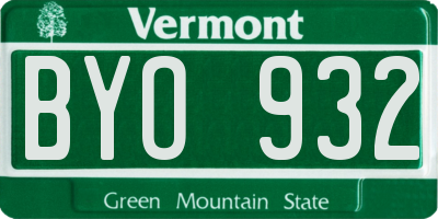 VT license plate BYO932