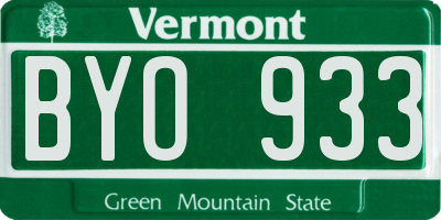 VT license plate BYO933